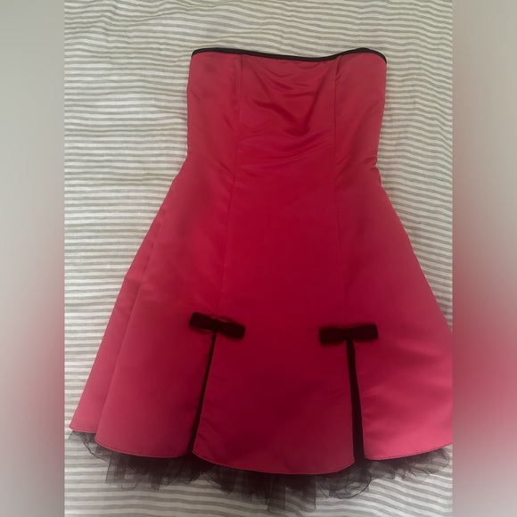 Vintage Jessica McClintock for Gunne Sax Hot Pink Strapless Dress - Size 7 - Picture 5 of 10